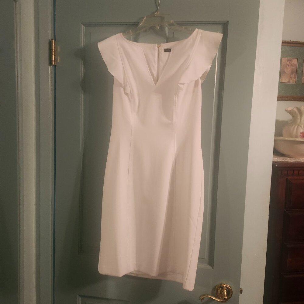 White House Black Market White Lined Sheath Dress - previously worn